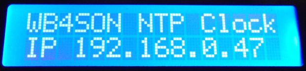WB4SON NTP Clock sign-on message