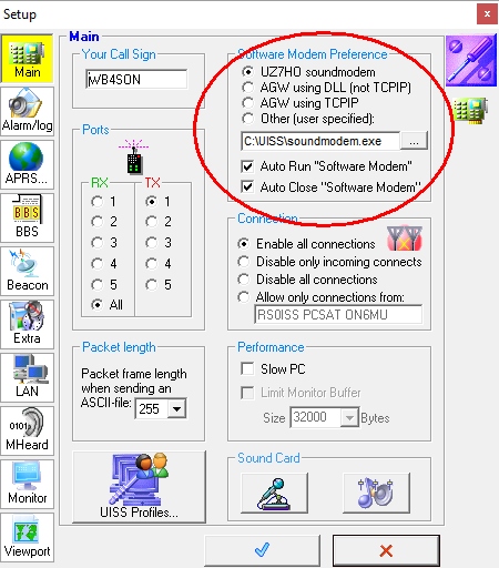 UISS SoundModem setup