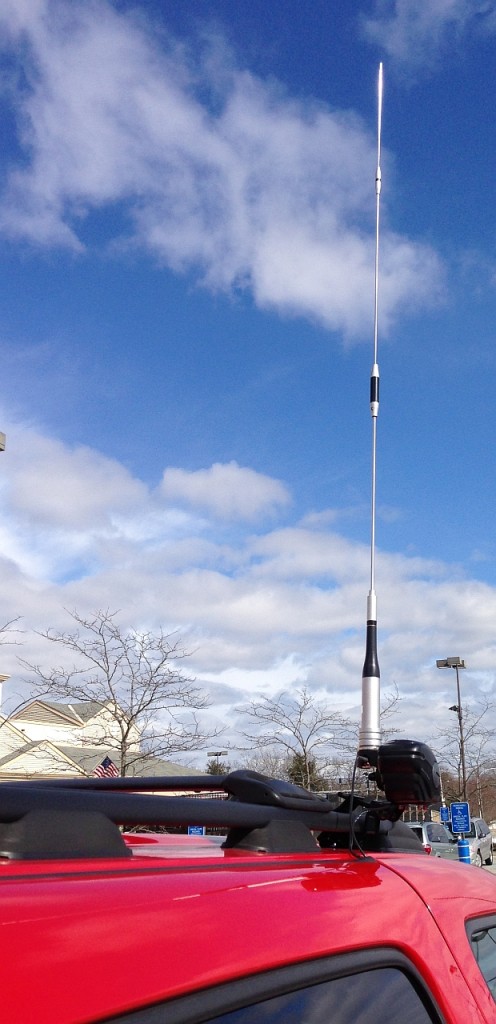Antenna in operating position (tip is ~10 feet tall)